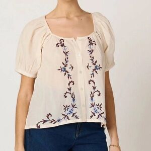 Cleobella - Women's Adeline Blouse cross stitch Embroidered Blouse NWT $158
